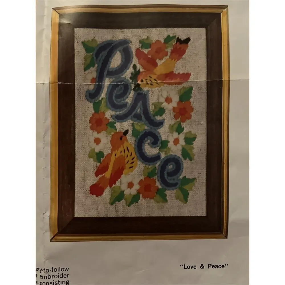 WonderArt Stitchery 5” X 7” Picture Pair “Love & Peace” #05030 Peace Only Kit